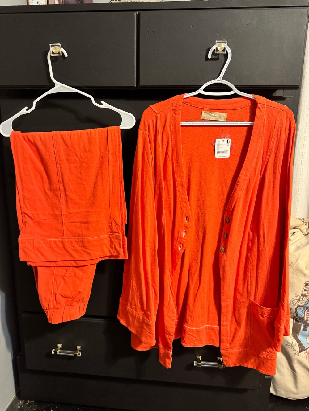 Free-Est by Free People Strada in Mandarin Red Button-Up Top and Pants Set